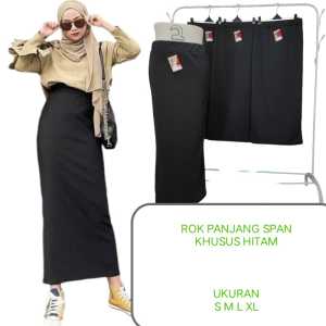 rok panjang span warna hitam trendy 2024/rok kerja span hitam ukuran S M L XL termurah