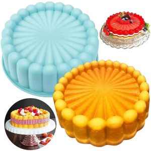 8 Inch Silicone Charlotte Cake PanNonstick Round Silicone MoldsReusable Mold Fluted Cake Pan for Baking Strawberry Shortcake Cheesecake Brownie Tart Pie