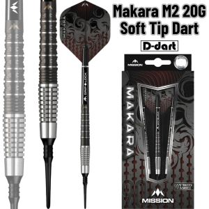 MISSION SOFT TIP DART - 20G Makara M2 Graphite PVD BLACK 90% Tungsten Soft Tip Darts (ARROW DART LEMBUT)
