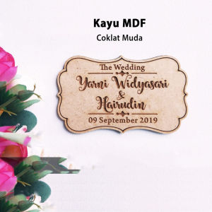 CUSTOM NAMA / inisial / text Bentuk Ombak Bahan MDF perlengkapan mahar pernikahan