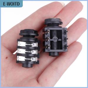 【E-WOITD】 5PCS Stereo Type Audio Jack PCB Panel Mount 6 Pin 1 4 6.35mm Dual Channel Female Stereo Headphone Jacks Socket Phone Jack