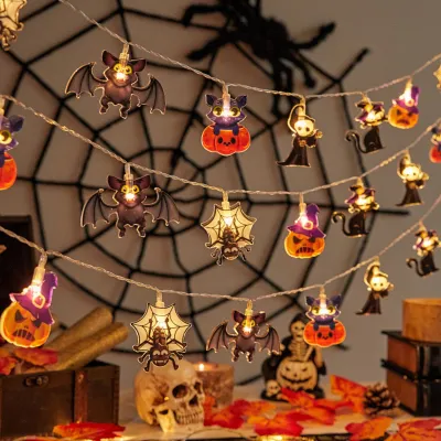 Halloween Decoration Pumpkin Light String 2M 10 LED Ghost Festival Lantern Fairy Lights Battery Operated Horror Atmosphere Light for Home Decor Trick or Treat Happy Halloween Party Decorations