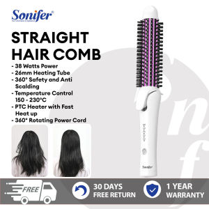 Sonifer 2 In 1 Hair Straightener Comb And Flat Iron For Hair 26MM Ceramic Straightener Hair Brush