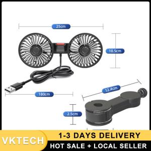 12V/24V Car Powerful Fan USB Charging Auto Headrest Ventilation Fan 360 Degree Rotation Electric Car Cooling Fan for Vehicle SUV