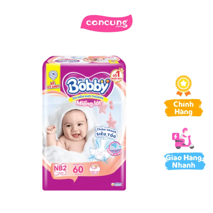 Miếng lót Bobby Fresh (Newborn 2, > 1 tháng, 60 miếng)
