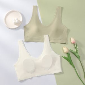 ELLIER ถ้วยบาง บราไร้สายแบบลึก V แนบชิด ไอซ์ซิลค์ บราเซียสำหรับผู้หญิง ชุดชั้นในฤดูร้อน ชุดชั้นใน บราไร้รอยต่อสำหรับเด็กผู้หญิง ผู้หญิง