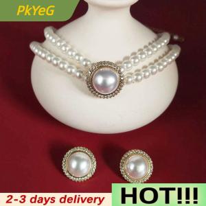 PkYeG 3pcs Fashion Double Layer Pendant Necklace Earrings Jewelry Set Ladies Banquet Wedding Jewelry Accessories Gift