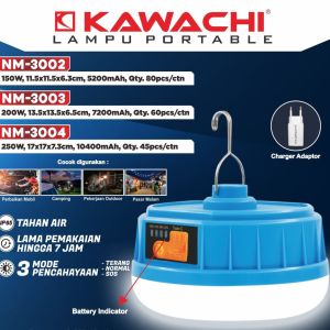 LAMPU EMERGENCY PORTABLE KAWACHI NM-3003 200W - BATERAI 7.200mAh - BISA POWERBANK - TAHAN LAMA