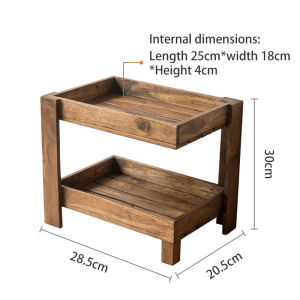 Desktop Storage Rack Dressing Table Storage Rack 2-layer Multi-functional Solid Wood Shelf Bathroom Rack File Finishing Rack