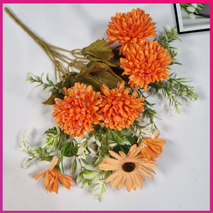Bunga Crysan Mix Pompom 6 Cabang/Bunga Bouquet/Bunga Hias Dekorasi Hantaran (NK-75)