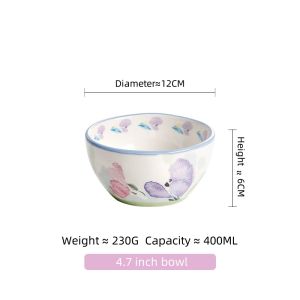 OMK American Style Underglaze Ceramic Bowl Tableware Set Morning Glory Design Theme