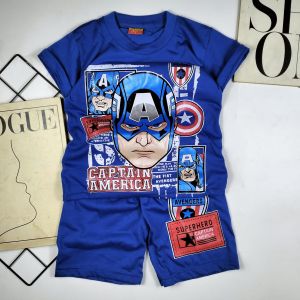 IDC Setelan Baju Kaos Anak Karakter Superhero Captain America Trendy Keren Terbaru