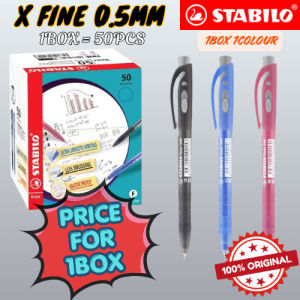 【1BOX=50PCS ! ! !】STABILO Liner 348 Ballpoint Pen / Ball Pen / Retractable Pen 0.5MM/0.7MM