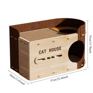SG Stock Multi-hole Felt Cat Bed & Villa - 2-Tier Cat Tree Houses - With Cat Scratcher & Wear-resistant For Pets
