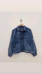Vintage baggy jaket jeans oversize wanita