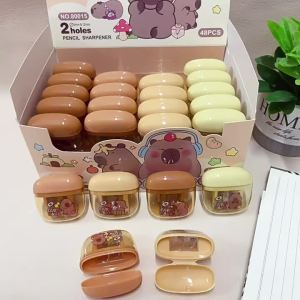 Combo 2 Chuốt Chì 2 Lỗ Capybara Dễ Thương Gọt Bút Chì Đôi Có Khay Đựng Cho Bé Tiểu Học Học Tập Cute