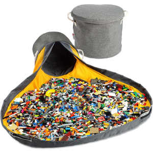 💖Christmas Gift💖 Kids Toys Storage Bag Toys Organization + Play Mat Storage Bucket Bag Fast Clean Up Storage Container