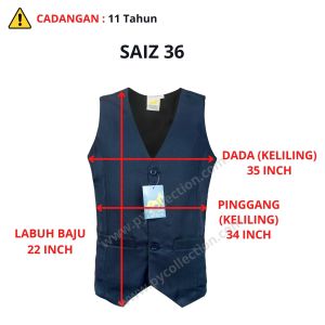 PRESIDENT UNIFORM VEST NAVY BLUE PENGAWAS READY STOCK !!! VEST SEKOLAH RENDAH DAN MENENGAH - PV002