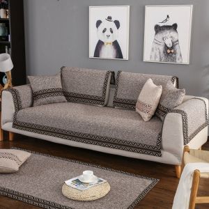 Sofa Cover Couch Cover Cotton Woven Non Slip Seat Protector Corner L Shape Living Room Washable