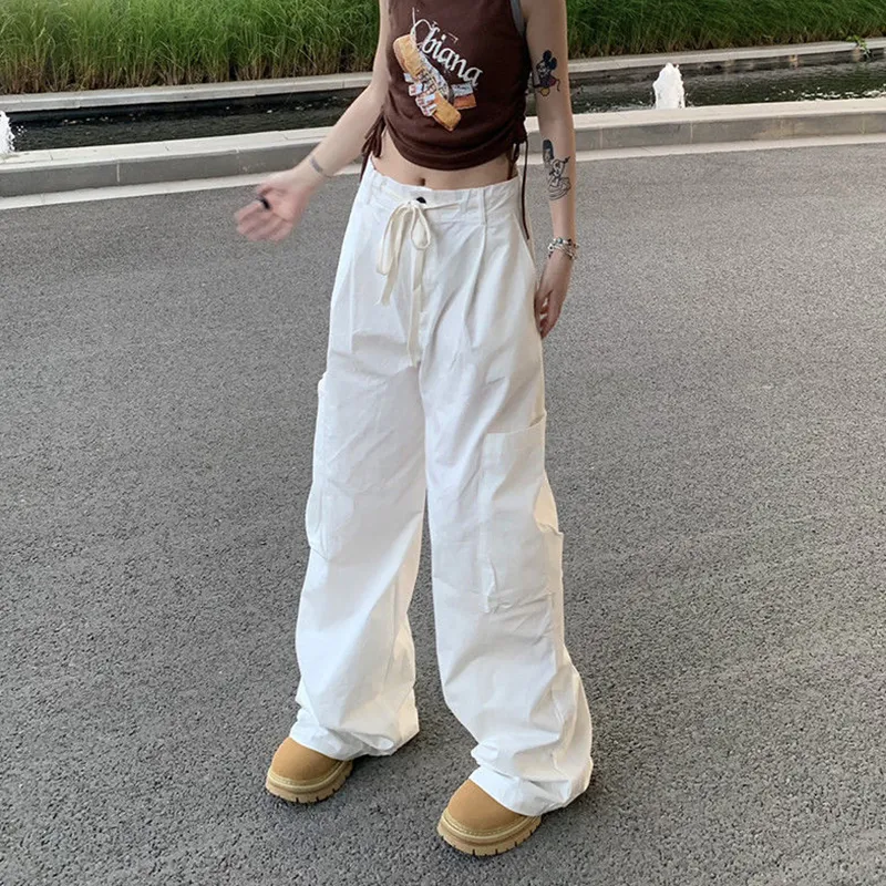 Cargo Pants Women Baggy y2k Streetwear Womens High Waisted Black Cargo  Solid Casual Cute Pants with Pockets Baggy Y2k Streetwear Pants at   Women's Clothing store