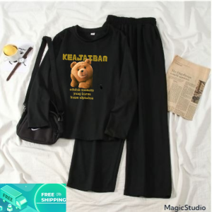 One Set Cewek Berhijab Motif Keajiaban Bear
