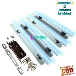 fullset lock body kunci dan 4buah gagang tarikan handle pintu rumah model kuputarung pintu depan daun pintu depan/ pilihan panjang 33cm dan 45cm