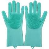 Sarung Tangan Silikon Gloves Tebel Tahan Panas Spons Cuci Piring Scrub