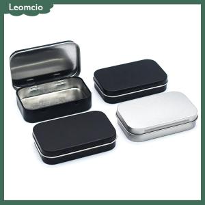 [Leomcio] กล่องดีบุกขนาดเล็กที่ว่างเปล่าทรงสี่เหลี่ยมผืนผ้าโลหะกล่องใส่ลูกกวาดแบบกดภาชนะบรรจุแบบมีบานพับกล่องเก็บของขนาดเล็ก