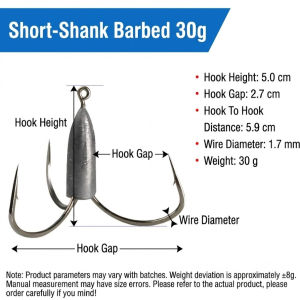 Professional Sharp Weighted Lead-Head Barbed Treble Hooks Multipurpose Fishing Hooks for Anchoring & All Water Fishing