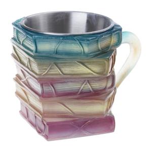 Stacked Books Design Coffee Mug Colorful Shatterproof Resins Cup For Home Office Reading Decoratopm Book Lover Gift