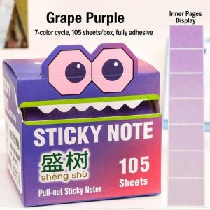 MADEWITH 105 Sheets Per Roll Pull-Out Sticky Notes Transparent Pearlescent Waterproof Glitter Sticky Notes No Residue Gradient Color Memo Notes For Student Stationery