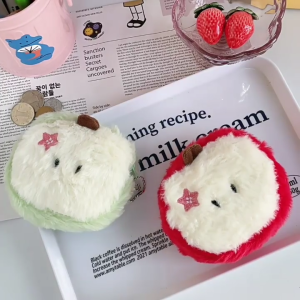 Small Change Purse with Zippers Plush Headphone Storage Bag Portable Earphone Case Purse Lovely Wallet for Women