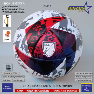 Bola Sepakbola  Original Size 5 Model Press Mesin Bahan Kulit PU Kuat dan Awet Kualitas Terbaik