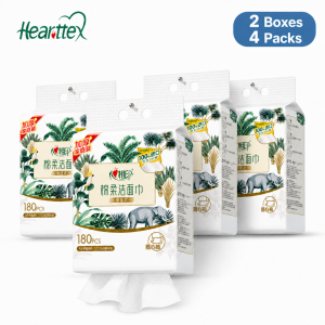 【JJ HOME】 【2Packs/Box】心相印Hearttex Cotton Soft Hanging Facial Tissue Towel 180 Sheets 200x200mm Large Soft Bathroom Paper