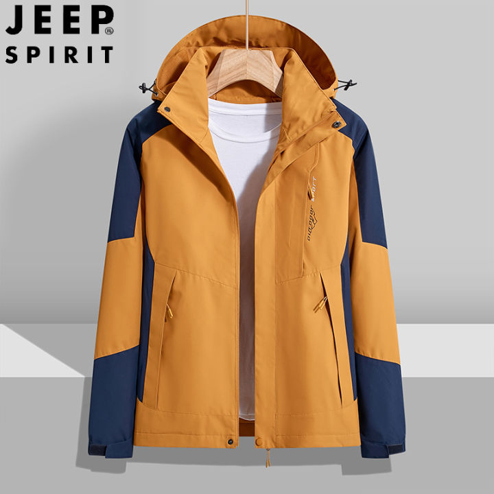 JEEP SPIRIT Men's Jacket Unisex Extra Large Hooded Jacket Windproof and ...