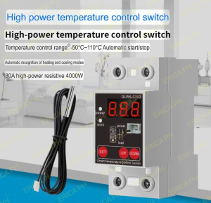Din Rail High Power Digital Thermostat Controller Auto Heat/Cool Change for Water Heater & Ventilation Fan