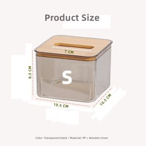 【i.Rumah】Wooden Bamboo Tissue Box Storage Napkin Tissue Paper Holder Living Room Dresser Study Desk Tisu Box Transparent