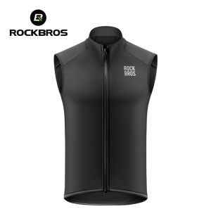 ROCKBROS Windproof Cycling Vest Autumn Winter Fleece Warm Men Sport Jacket Top Lightweight Bicycle Vest With Three Rear Pockets