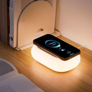 Wireless Charger Pad Stand แคมป์ปิ้งไฟ LED โคมไฟกลางคืนแบบชาร์จไฟได้สำหรับโคมไฟเต็นท์กลางแจ้งโคมไฟฉุกเฉิน Fast CHARGING