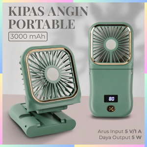 FAST DELIVERY Kipas Angin Mini Portable Smartphone Holder Powerbank 3000mAh Charger Tahan Lama