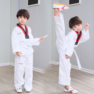 110-180CM Taekwondo Uniform Long Sleeve Kids/Adult Boys And Girls Kickboxing Training Clothing Summer Training Clothing Breath Marital Art Uniform A Set 【Ship From Manila】