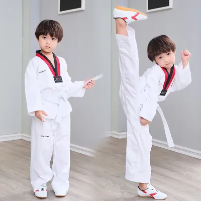 110-180CM Taekwondo Uniform Long Sleeve Kids/Adult Boys And Girls Kickboxing Training Clothing Summer Training Clothing Breath Marital Art Uniform A Set 【Ship From Manila】