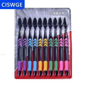 [COD] CISWGE 10 miếng tre bàn chải đánh răng mềm bàn chải than người lớn bàn chải đánh răng