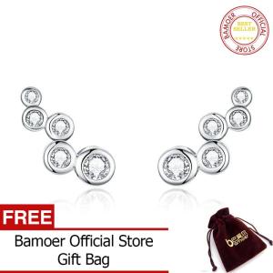 Bamoer Shiny Bubble Long Stud Earrings for Women Geometric Simple 925 Sterling Silver Jewelry Statement Engagement Gift BSE235