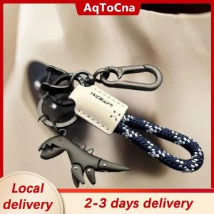 [COD] AqToCna Ship within 24 hours Motorcycle Decoration Accessories Little Dinosaur Car Keychain Single Leather Woven Rope Metal Keychain Handbag Pendant