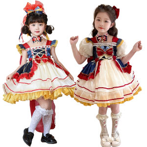 Snow White Dress Girls Lolita Fluffy Princess Costume Halloween Luxury Lace Outfits Kids Carnival Fantasy Disguise Clothes