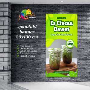 Cetak Spanduk Banner Hijau & Putih Minimalis Promosi Minuman Es Cendol Dawet
