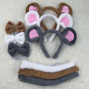 Halloween Mouse Costume Animal Dress up Costume for Kid Birthday Halloween Includes Mouse Headband Tail Bowtie and Nose