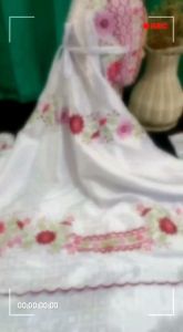 (COD) Mukena Sutera Bulgari Ukuran Dewasa Terusan/Lajuran Motif Bordir Bunga Daisy Cantik Elegant
