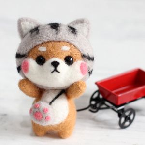 Needle Felt Doll DIY Kit Animal Wool Needle Felting Poke Kerajinan Boneka Anjing Kostum Lucu